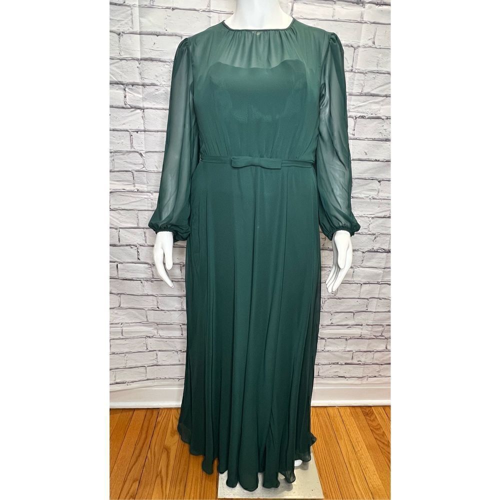 Dessy Collection Womens Evergreen Blouson Overlay Maxi Dress Size 16-R